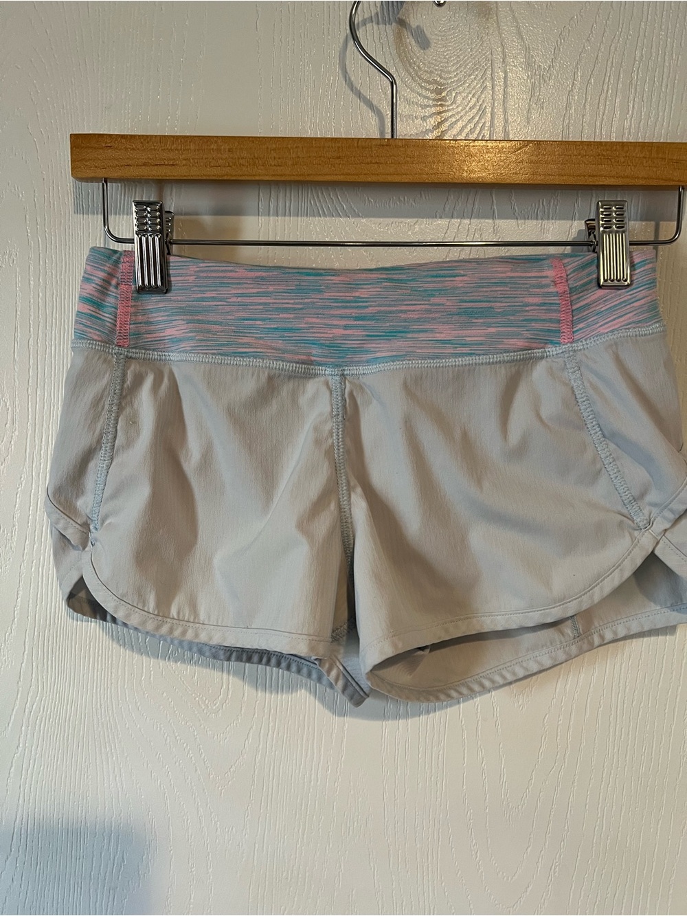 Ivivva Lululemon Girl Ice Blue Pink Space Dye Speedy Shorts Sz 12